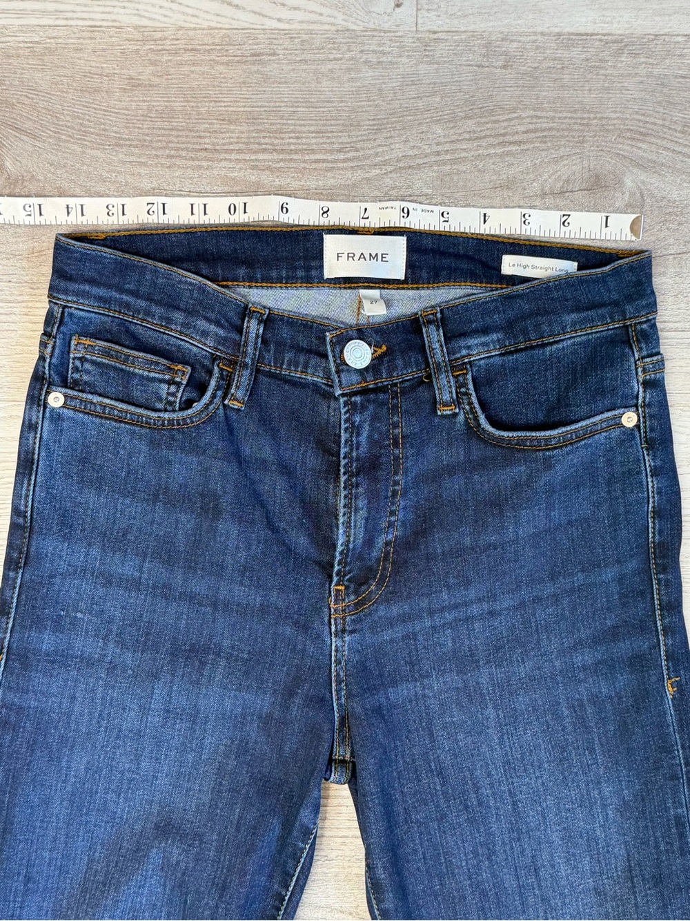 FRAME Le High Straight Long Jeans in Majesty Wash Size 27 Inseam 30” - Picture 11 of 13